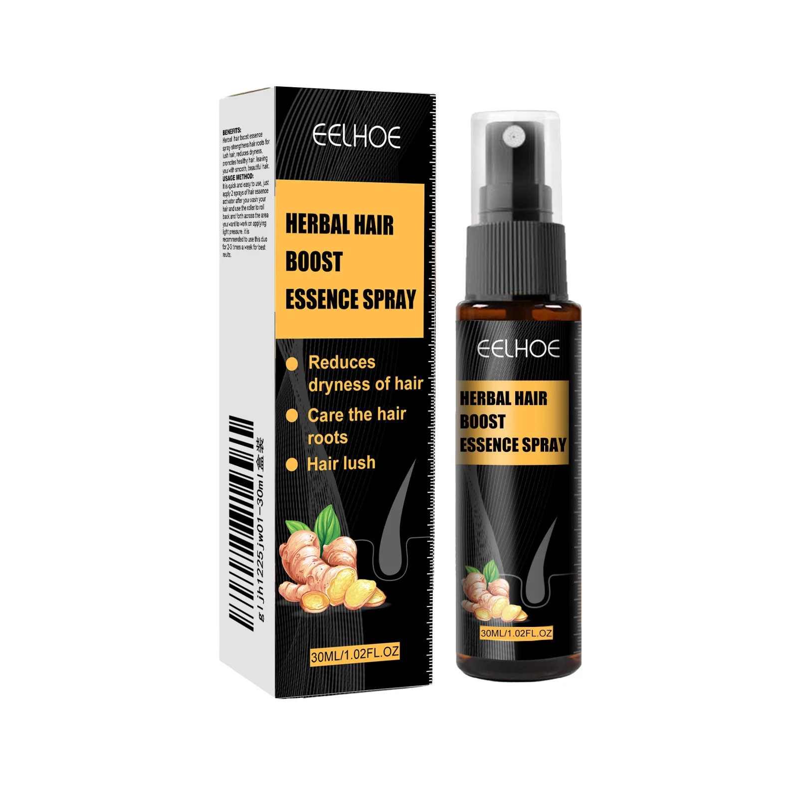 EELHOE Hair Fall Prevention Nourishing Care Solution Scalp Dense Hair Loss Treatment Breakage Herbal Anti-falling Roller Essence