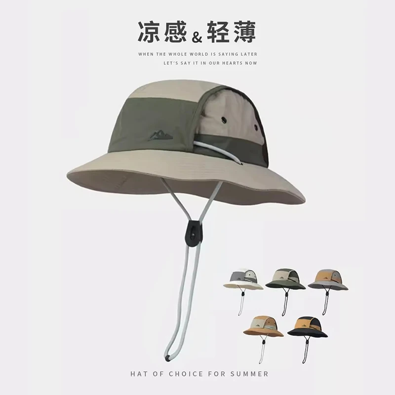 Retro Color Matching Quick-drying Bucket Hats Women Summer Light and Thin Sun Protection Outdoor Fishing Hiking Caps for Men