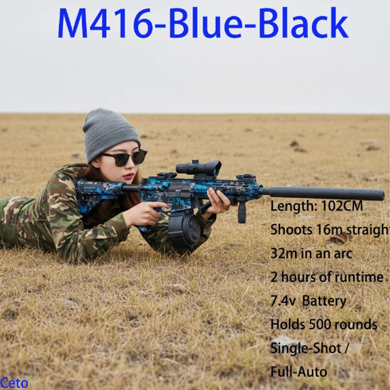 Pro Grade M416 Gel Blasters Lange afstand volautomatisch elektrisch gelbalpistool Speelgoed Precisie buitenschieten Ultiem cadeau voor volwassenen