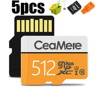 CeaMere  5PCS memory TF Card 256GB128GB64GB 32GB16GB8GB Class 10 tf/sd 4GB Memory Card Memory for Smartphon Adapter