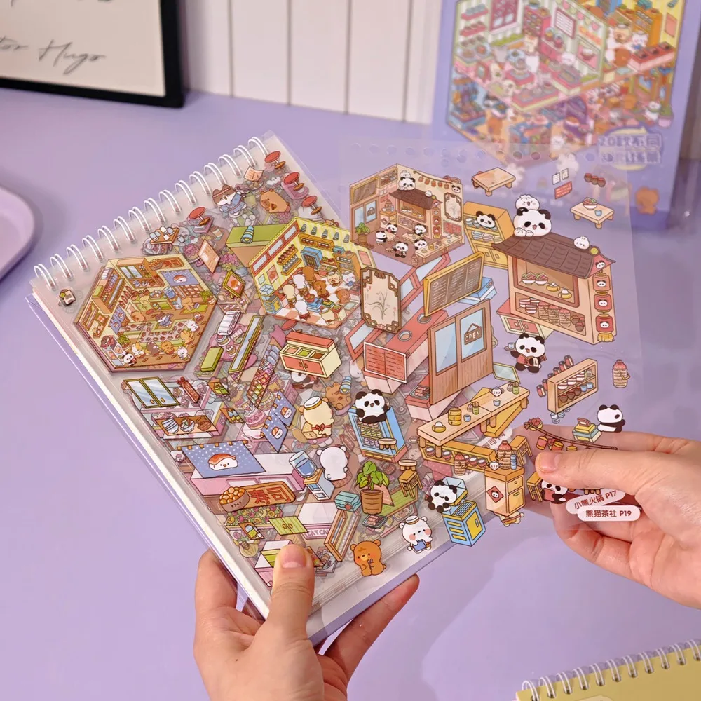 40pcs 3D Mini Diorama Sticker Book , Quiet Book Crafts with Miniature House Scenes, 3D Visual Journal Scene Stickers