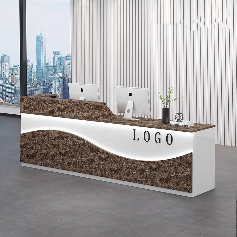 مكاتب استقبال ذات تصميم طويل، متجر حديث، بار تجميل، مكاتب استقبال فاخرة لمطعم الفندق تعرض أثاث صالة Mostrador #2