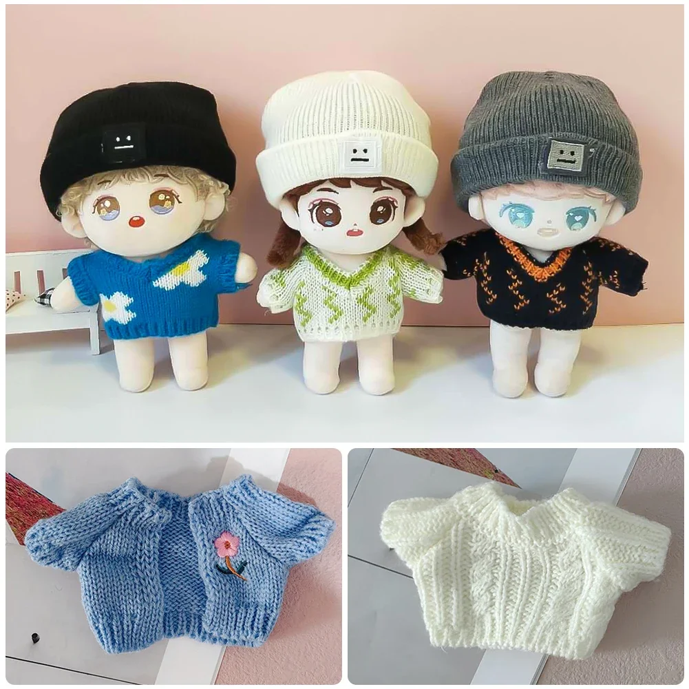 20CM Cotton Doll Rompers Beanies Cartoon Plush Dolls Replacement Outfit Lolita Dress Playing House Doll Accessories Mini Clothes