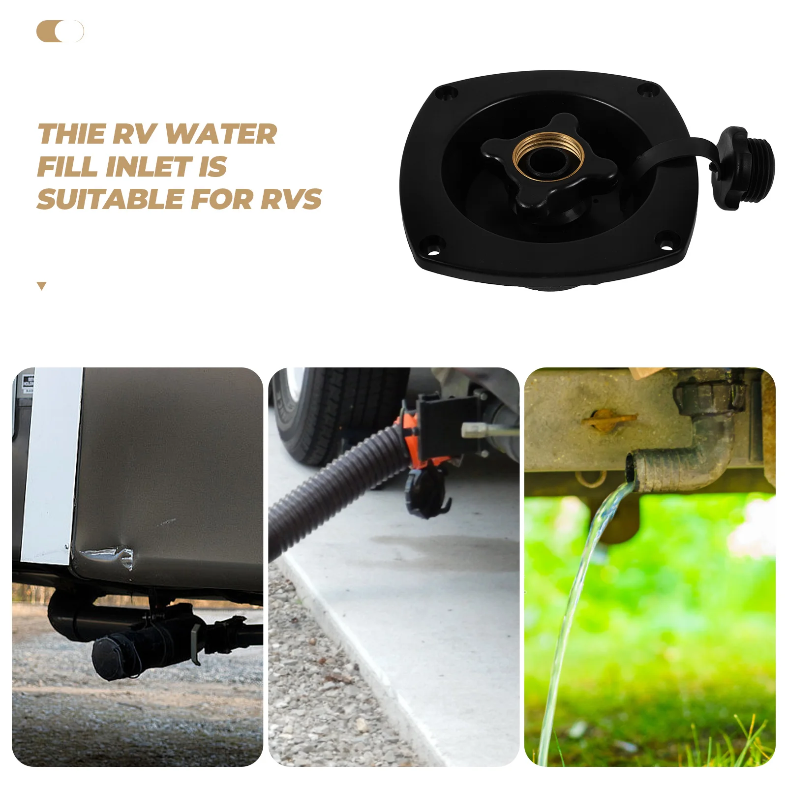 

RV Water Inlet Accessories Black Quick Connector Durable PP Rotating Cover Check Valve camper parts rv water inlet replacement