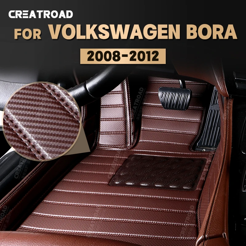 

Custom Carbon Fibre style Floor Mats For VW Volkswagen Bora 2008-2012 09 10 11 Foot Carpet Cover Automobile Interior Accessories