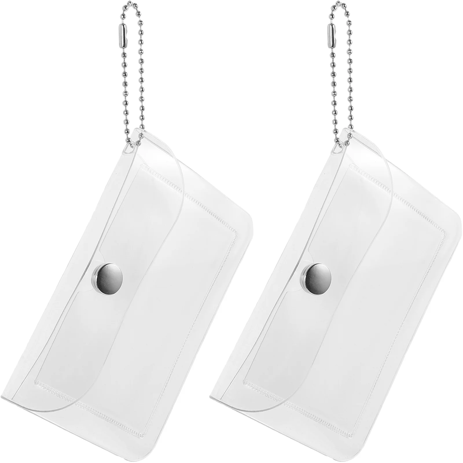 2 Pcs Key Chain Transparent Card Holder Miss Storage Bag Cards Pvc Wallet Change Purse