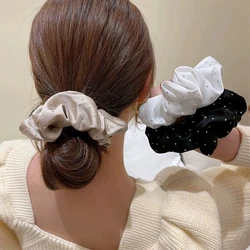 Elegant Large Intestine Hair Rope Hair Accessories Rhinestone Satin Hair Bands Elastic Hair Tie Shiny Starry Dots Hair Scrunchie