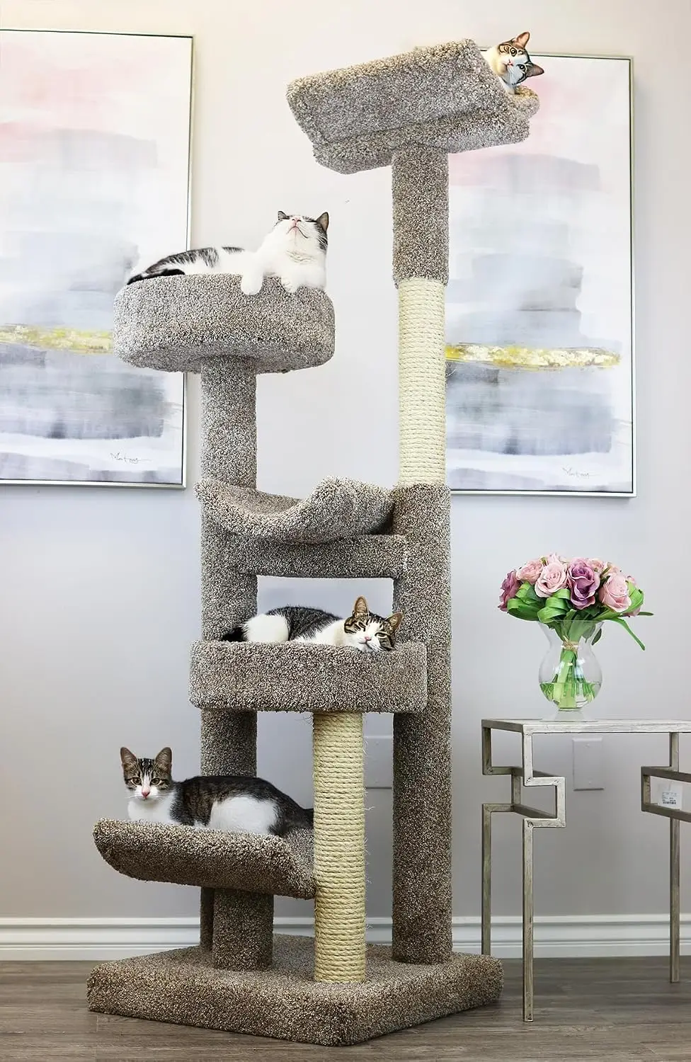 Large Neutral Staggered Cat Tower & Tree, 130098, Customized