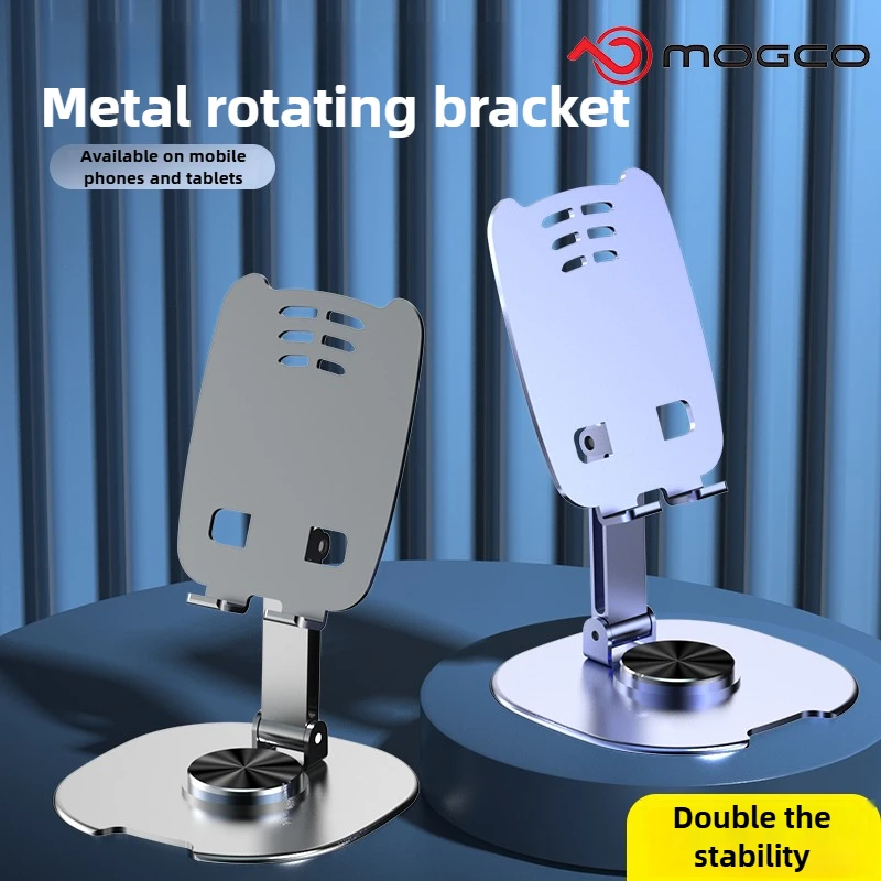 

MOGCO 2023 Metal Phone Stand, 360° Rotation Military Grade Anti-Shake, Universal Holder for Phone Tablet with Case