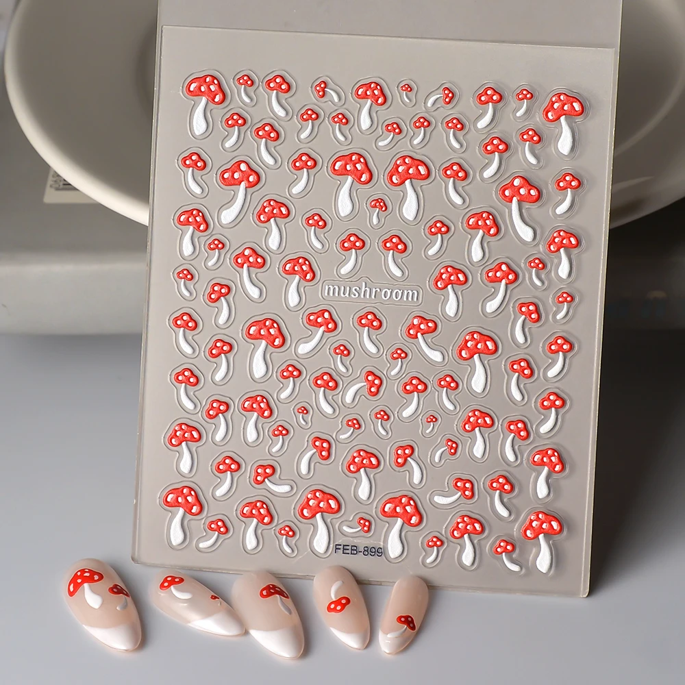 Mushroom Nail Sticker Make Your Own 5D Nail Art Decals Manicure Self-adhesive Sliders Kits FEB-899