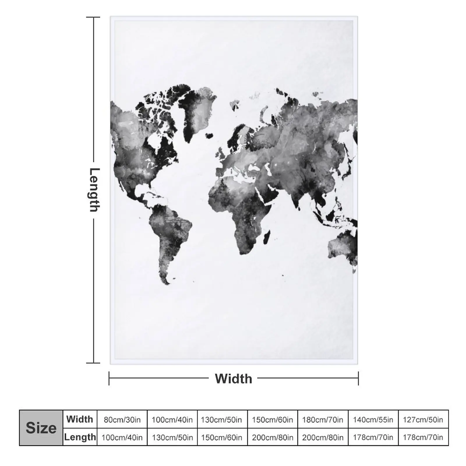 map black and white #map #world Throw Blanket Decorative Sofas Flannel Blankets