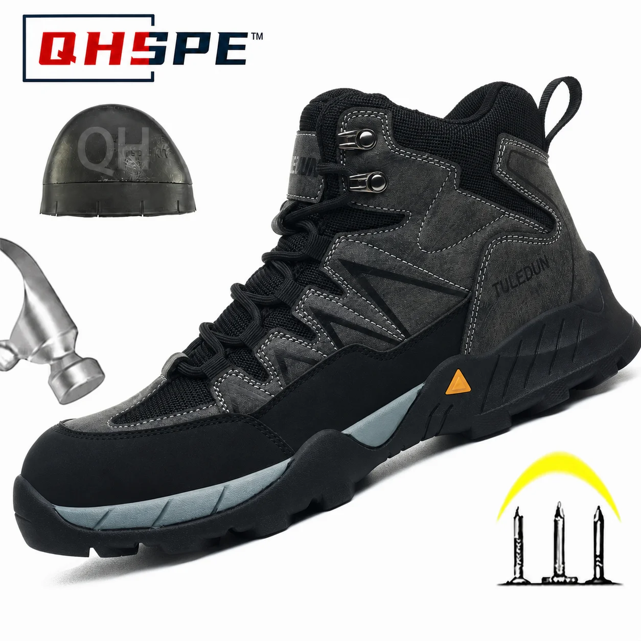 Men Safety Shoes Anti Smash Puncture Proof Steel Plate Welding Anti Scald Heat Resistant All Season Work Boots