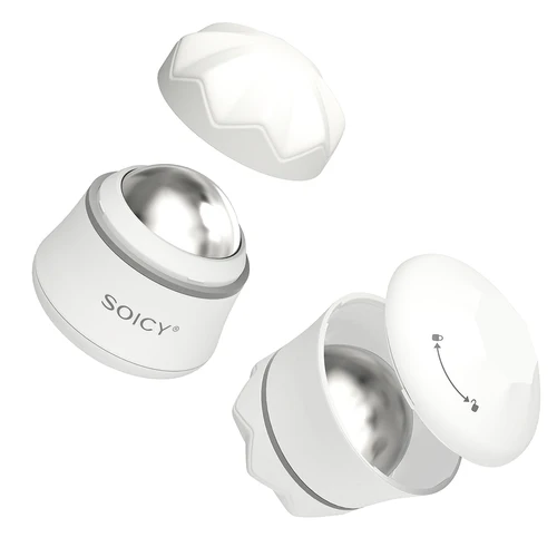 Imagen 2 del producto Rodillo de hielo de acero inoxidable giratorio para la cara con estuche, Bola de masaje frío, rodillo Facial para alivio del dolor, apretar la piel