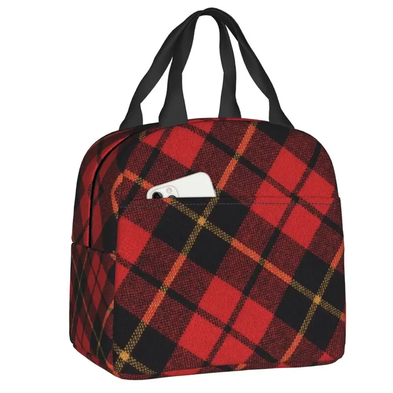 

Классическая шотландская кленовая клетчатая изолированная сумка для обеда в клетку, многоразовый холодильник с геометрическим рисунком в клетку, термобокс для бенто, школьная коробка