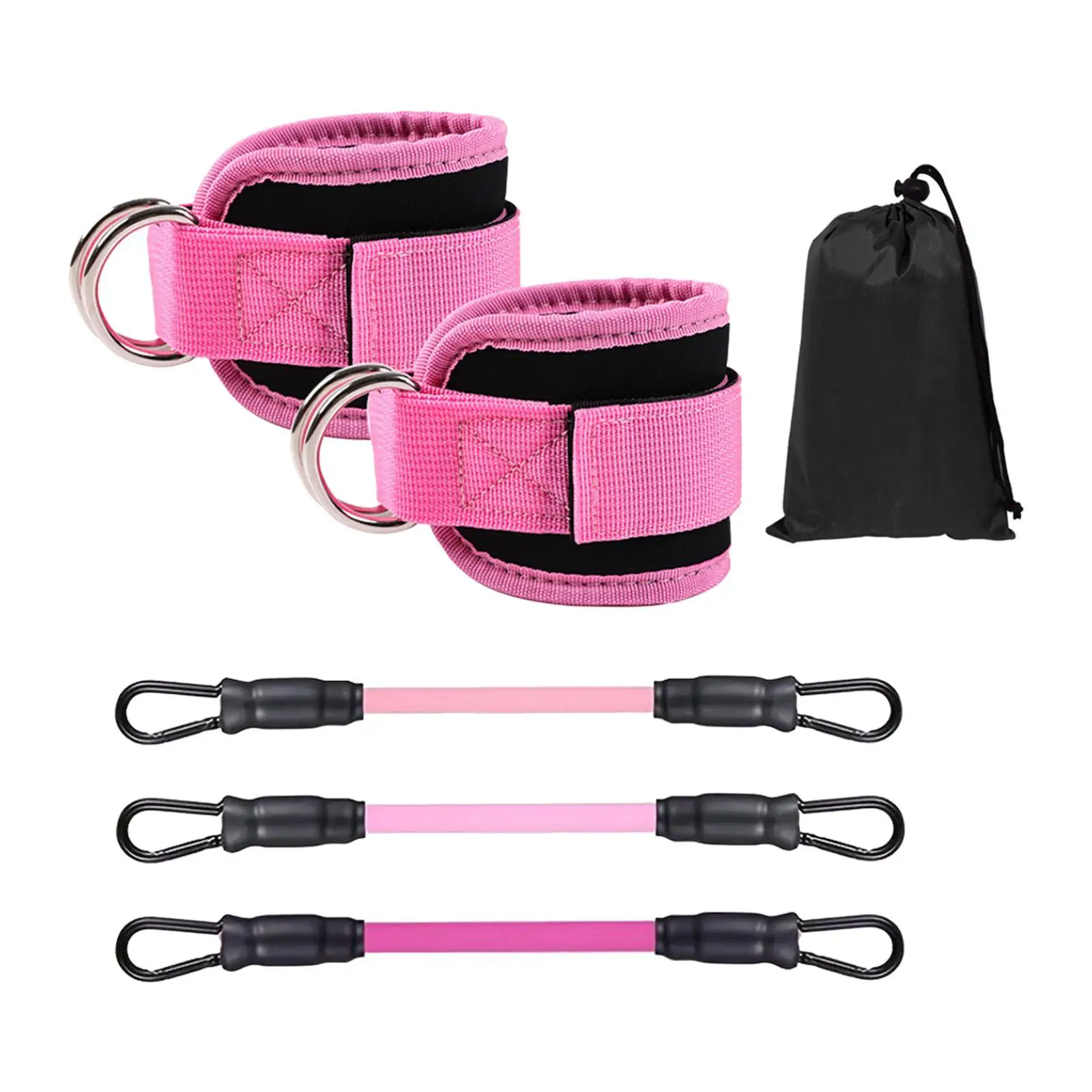 

3 Pieces Ankle Resistance Bands with Cuffs for Strength Training Working Out Pink