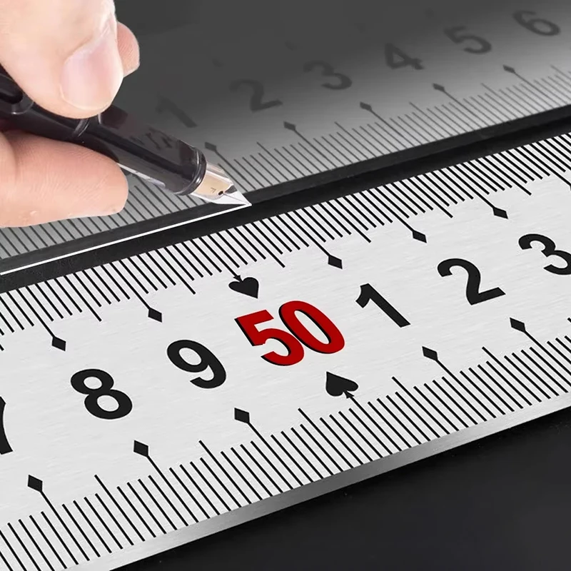 Double Side Scale Stainless Steel Metal Straight Ruler Measuring Tools Precision Measuring Tool for Students Painting Stationery
