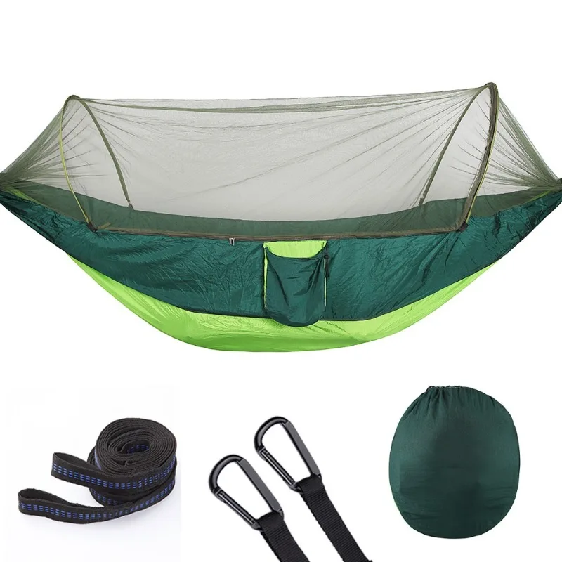2026 New Lightweight Sleeping Swing Mosquito Net Hammock Parachute Automatic Quick Open Hanging Portable Outdoor Beach Garden