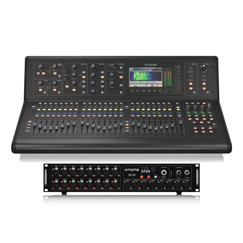 Midas-Boîte de centre commercial numérique en direct M32, ensemble de boîtier de scène DL16, équipement de son audio, système Pa, console de studio numérique, scène