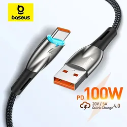 Baseus 100W C타입 USB 케이블, 고속 충전, 화웨이 P40 프로 P30 와이어 충전기 데이터 코드, 삼성 S21 울트라 S20 포코용