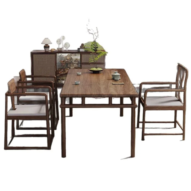 Tea Table and Luohan Bed Set for 2026 New Chinese Style High-End Song Dynasty Aesthetic Study Desk and Coffee Table Dual-Use