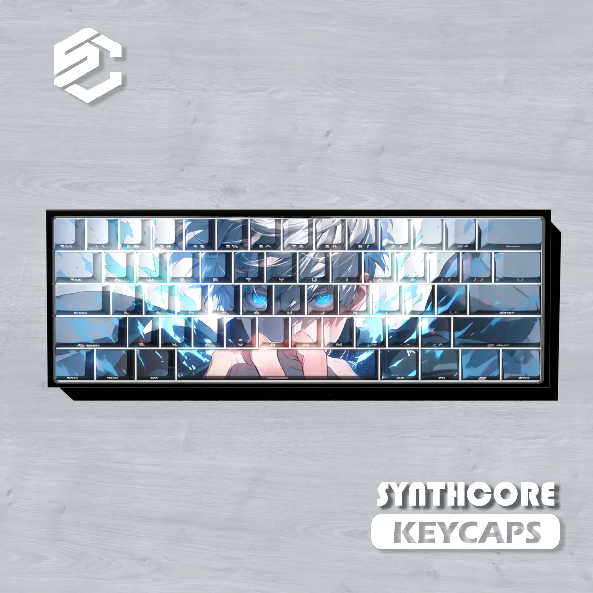 Teclas temáticas Gojo Satoru de 74 teclas, teclas de Anime de cómics, perfil de cereza PBT, teclas personalizadas para teclado mecánico 60 65 68