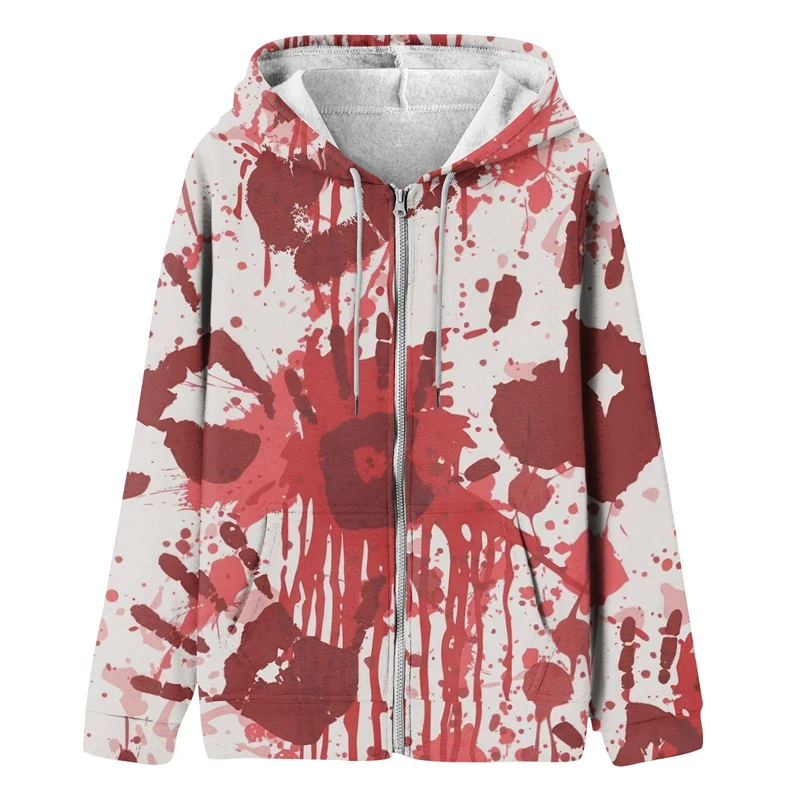 موضة الدموية ثلاثية الأبعاد طباعة سستة هوديس بلوزات الرجال النساء للجنسين مقنعين المتضخم هوديي الاطفال زمم بلوزات رياضية