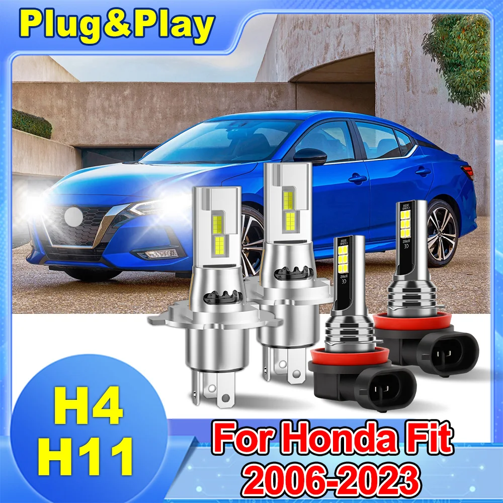 

Для Honda Fit 2006-2023 комплект для переоборудования светодиодных фар дальнего/ближнего света, противотуманные фары 3570 чипов CSP H4 H11, совместимое автомобильное освещение