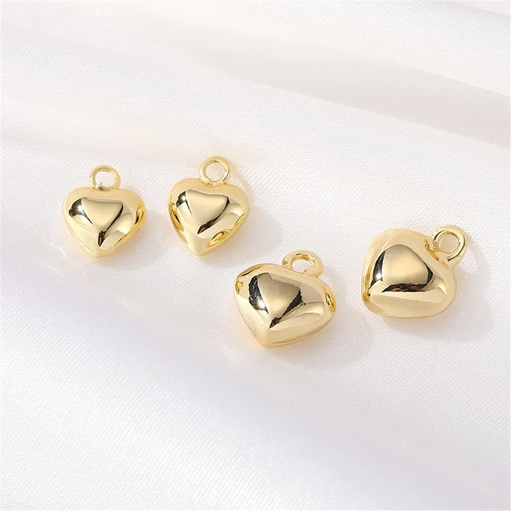 14K Gold Face Love Heart-shaped Pendant Pendant Handmade Diy Bracelet Necklace Jewelry Accessories L348