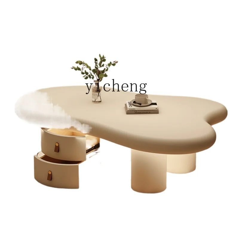 

ZF Cloud Stone Plate Coffee Table Small Apartment Living Room New Cream Style Light Luxury Modern Creative