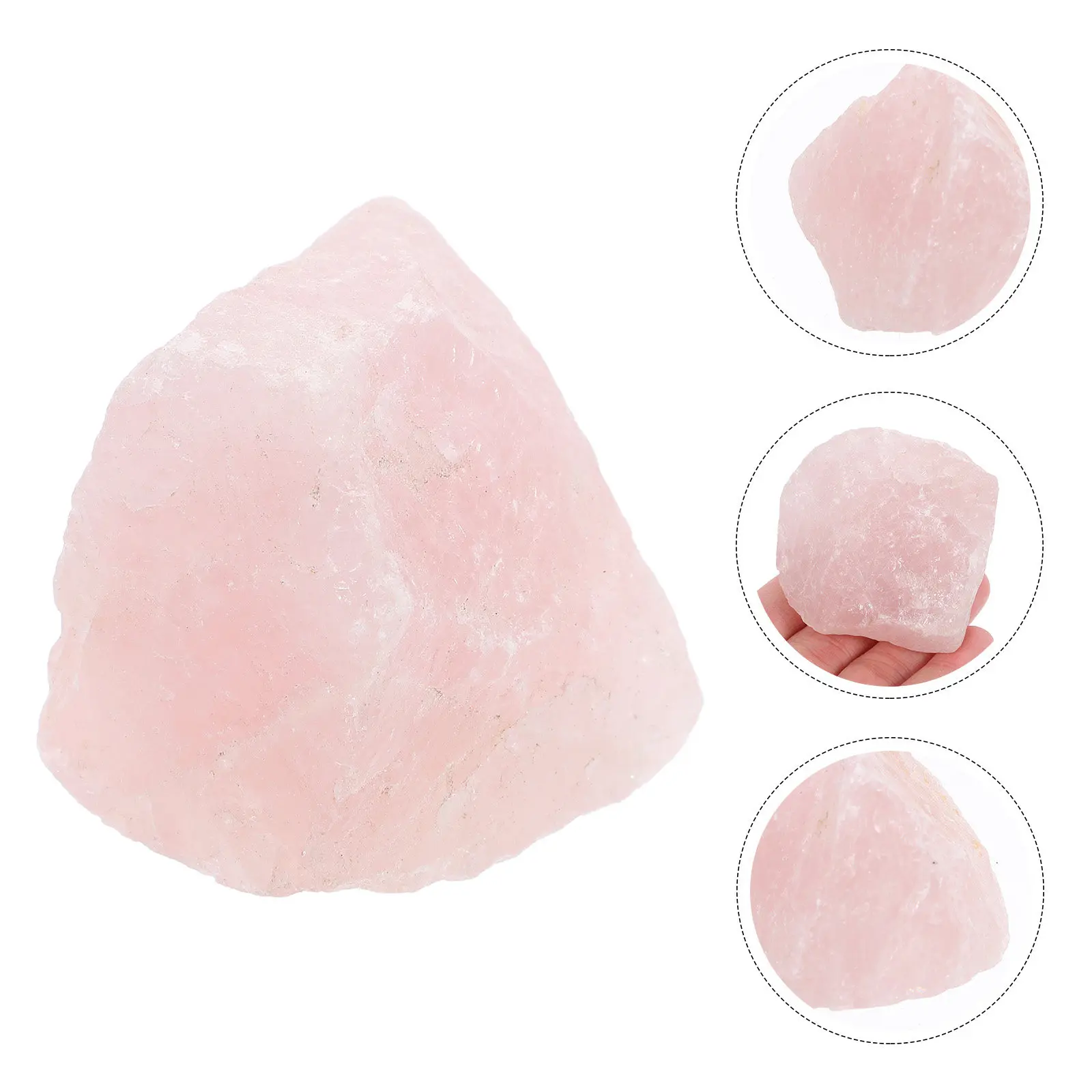 Raw Pink Crystal Quartz Stone Rough Texture Decorative Home Office Desk Ornament Natural Mineral Stone