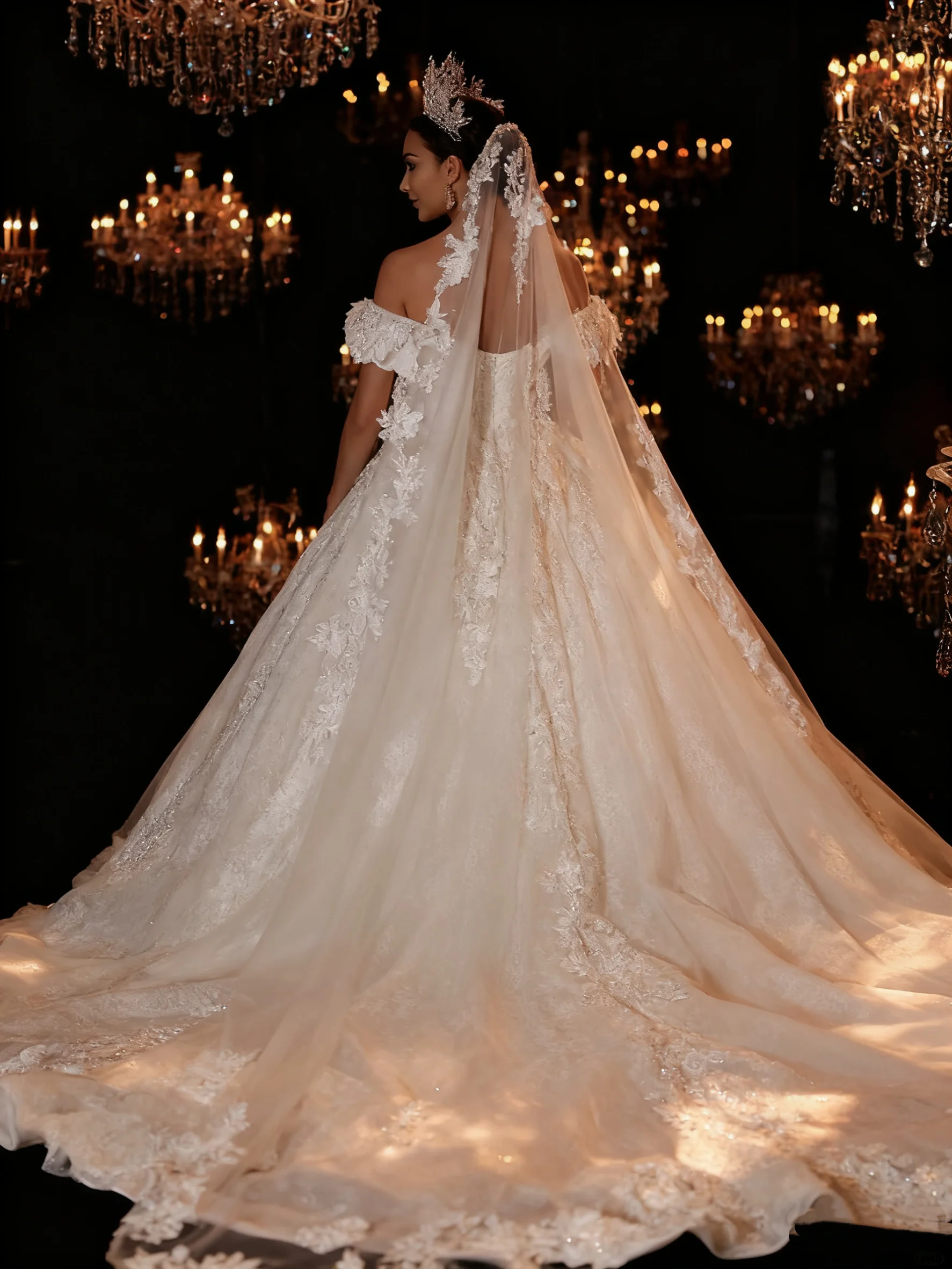 Custom New  Wedding Dress Large Skirt Princess Skirt Shoulder Card Pearl Embroidery Pearl Embroidery Decoration Vestido de Novia