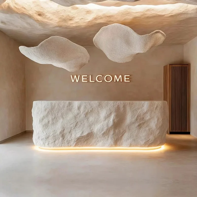 custom.High End Wooden Reception Desk with Marble Top Jewelry Boutique