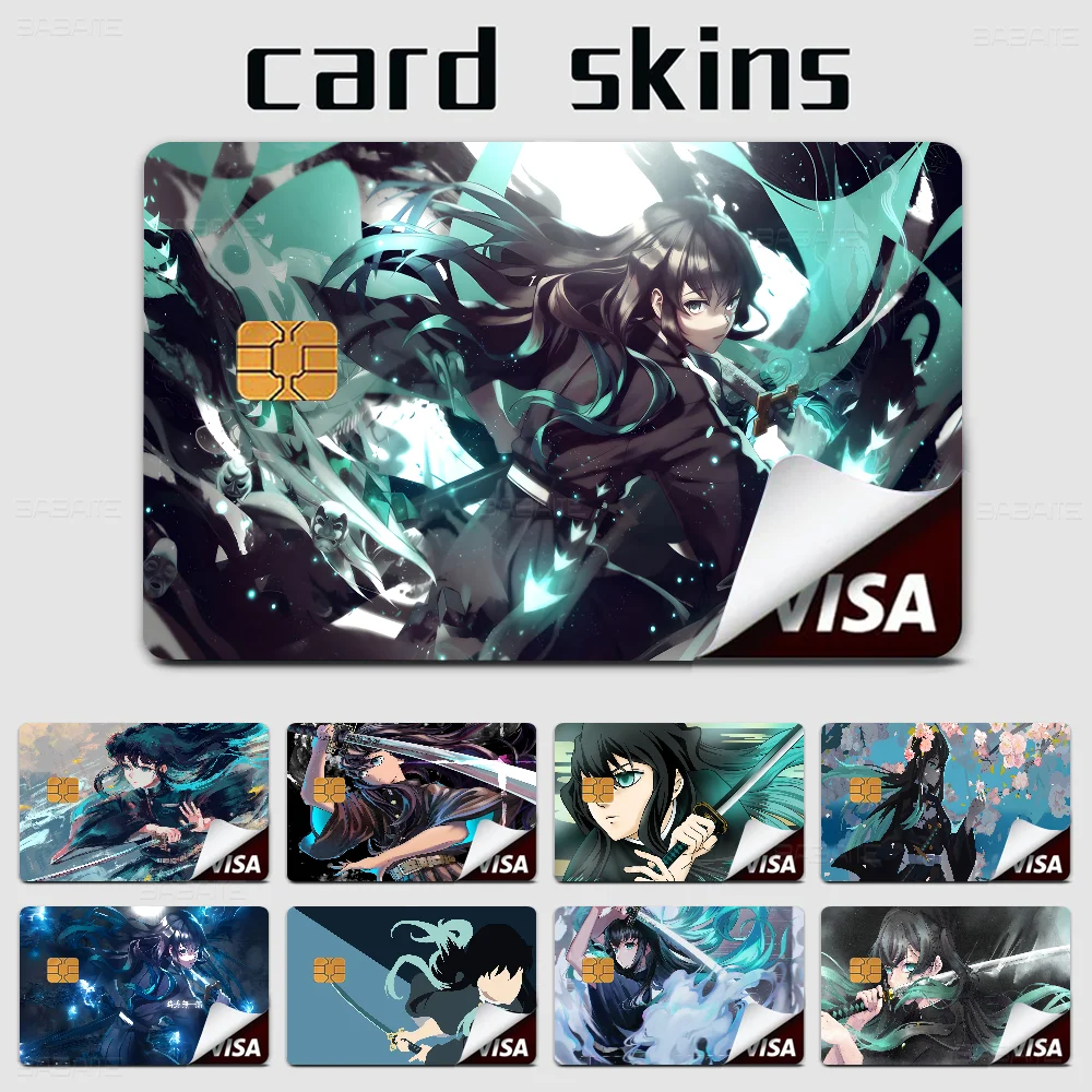 Muichiro Tokito Anime Spend or Save Funny Shell On Off Ultra Thin No Fade Sticker Skin Cover Film for Debit Credit Card