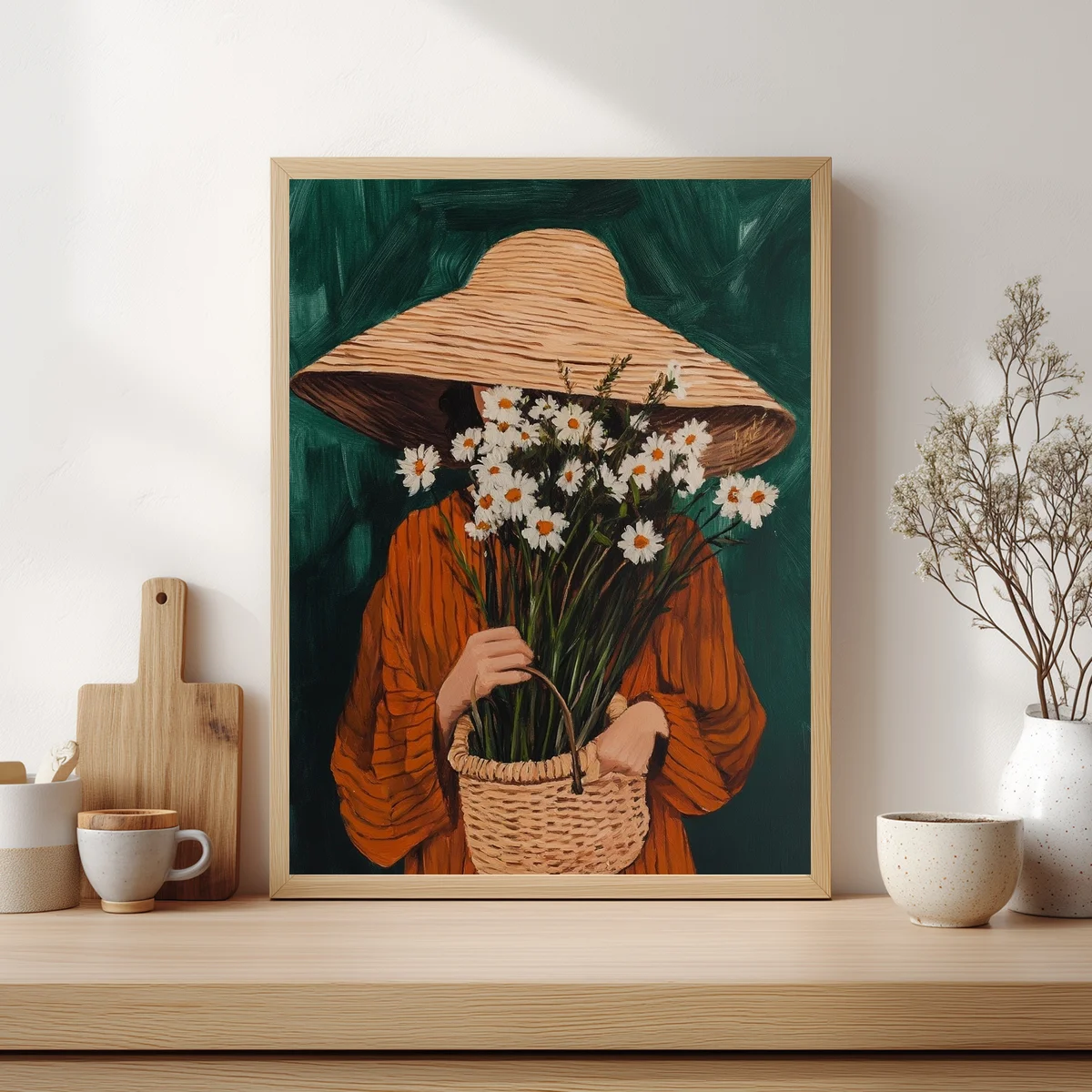 1 Stück 30x40cm/11,8x15,7 Zoll, 11Ct/14Ct Kreuzstich-Set, DIY Valentinstagsgeschenk, Stickerei-Set für Festlichkeiten, Strohhut-Gänseblümchen-Mädchen – Detail 2