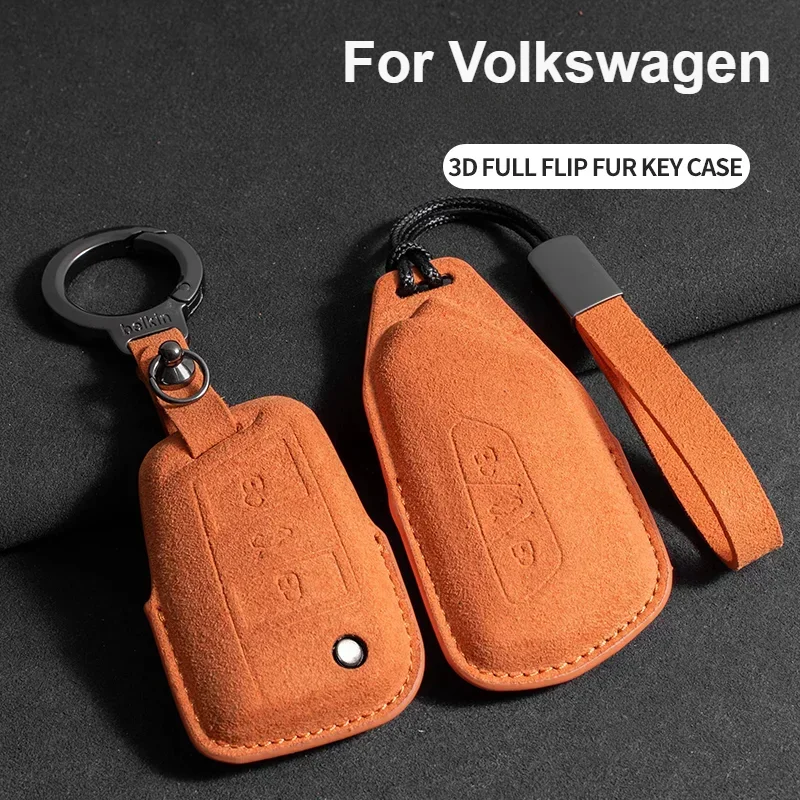 

Замшевый чехол для ключей от автомобиля, брелок для ключей для VW Volkswagen Golf 7 MK7 Tiguan MK2 для Ateca Leon FR Ibiza Skoda Octavia Kodiaq