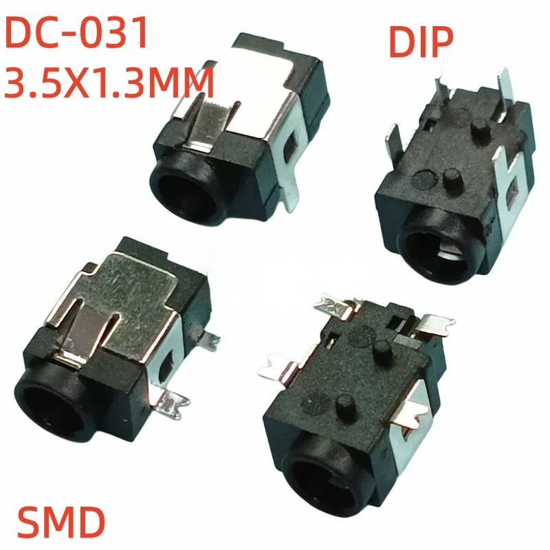 10PCS DC-031 DC Power Jack Socket 3.5x1.3mm 4 Pin SMD DIP Barrel Connector RoHS PCB Mount