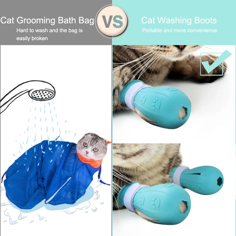 Cat Claw Protector Bath Anti-Scratch Cat Shoes for Cat Adjustable Pet Bath Wash Boots Cats Paw Nail Cover Pet Grooming Supplies