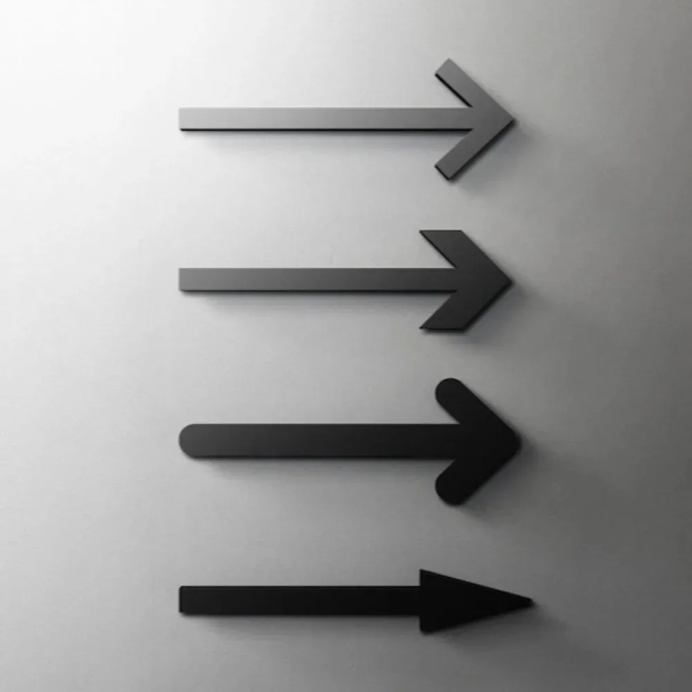 3D Acrylic Arrow Directional Self-Adhesive Wayfinding Sign Wall Decal Sticker Art Decor for Bathroom Restaurant Modern Shop