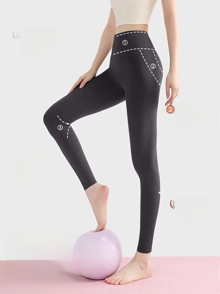 하이웨이스트 요가 팬츠 여성용 아우터웨어, 피부 탄력 강화, 복부 조절, 힙업, 베이스 레이어, 봄 가을용