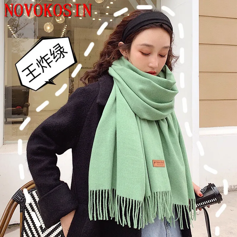 

33 Colors 70*180cm High Quality Female Thick Faux Cashmere Tassels Soild Scarf Women Autumn Winter Outstreet Shawl Warm Ring