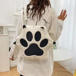 Women Bag New Cat Claw Backpack Plush Crossbody Bag Cute Lady Shoulder Bag Girl Cartoon Large Capacity Circular Female Handbag