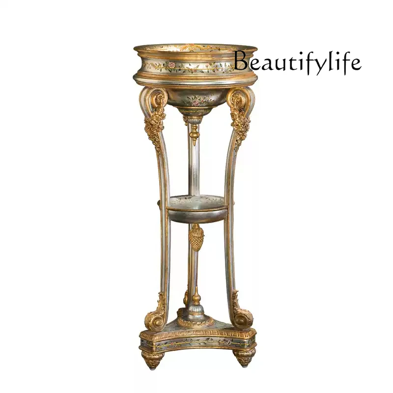 

all-solid wood carving flower painting corner several large-sized villas French flower stand display stand customization