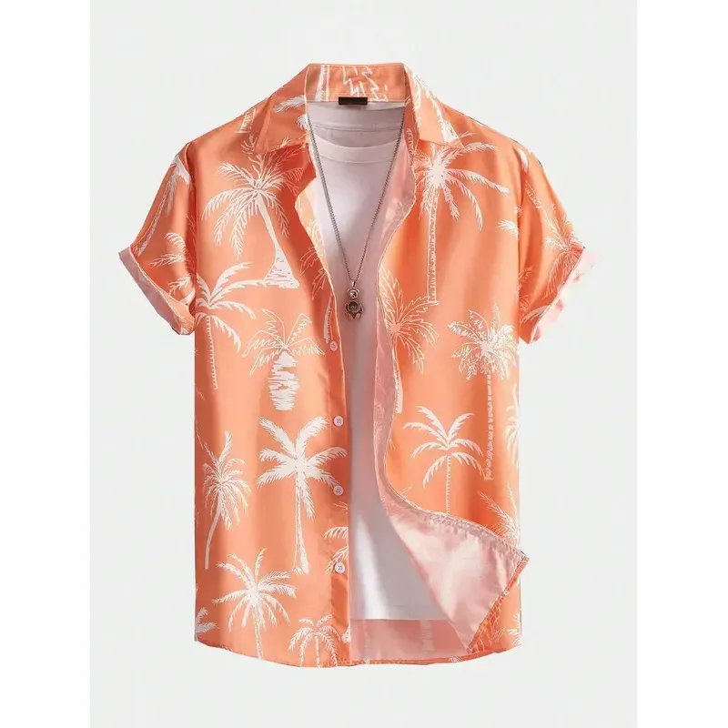 قمصان رجالية، قمصان منقوشة بجوز الهند هاواي، أزياء صيفية جديدة للرجال، قمصان كاجوال بأكمام قصيرة، قمصان #4