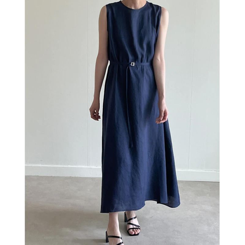 REALEFT-قمصان نسائية من القطن والكتان بحمالات ، فساتين صيفية ، رقبة دائرية ، كورية ، مستقيمة ، فضفاضة ، أنثى ، جديدة ، #5