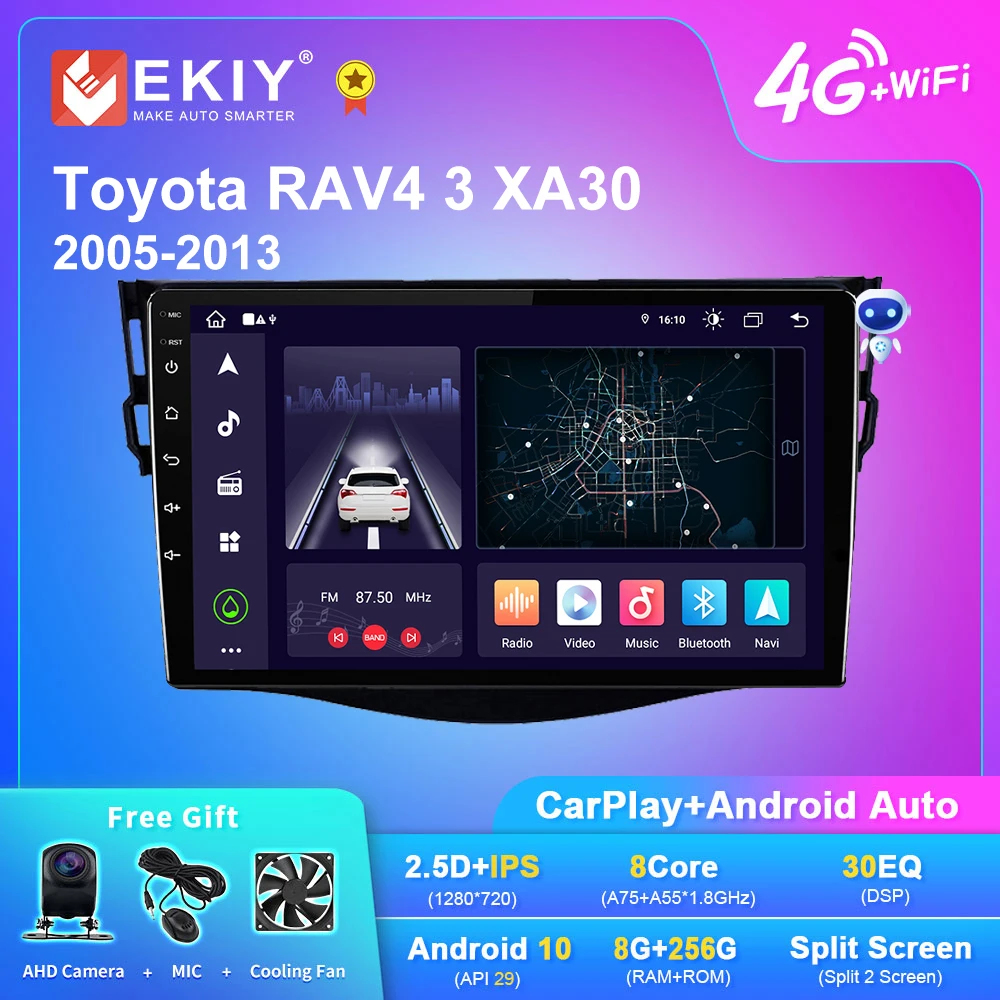 

EKIY Q7 Android 10 Car Radio For Toyota RAV4 3 XA30 2005-2013 AI Voice Stereo Multimedia Video Player Navigation GPS No 2din DVD