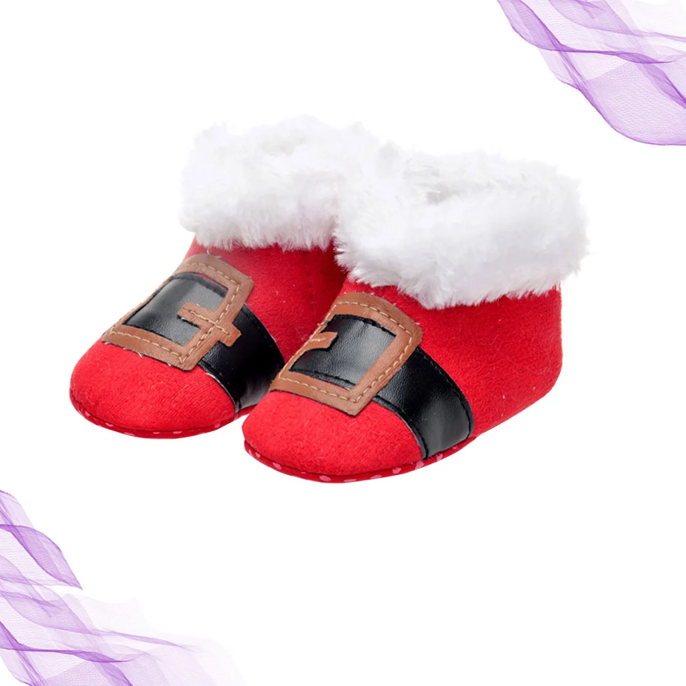 1 زوج المرجان الصوف الطفل عيد الميلاد المشي الأحذية الدافئة الأحمر الشتاء الرضع طفل الأحذية عدم الانزلاق امتصاص العرق الأحذية #5