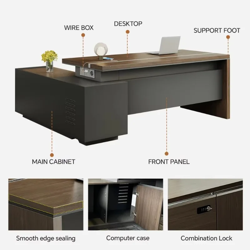 تخصيص أثاث المكاتب الحديثة L-شكل رئيس الجدول مدير الكابلات الجدول اجتماع الجدول مكتب مدير الحديث مع إدارة الأسلاك