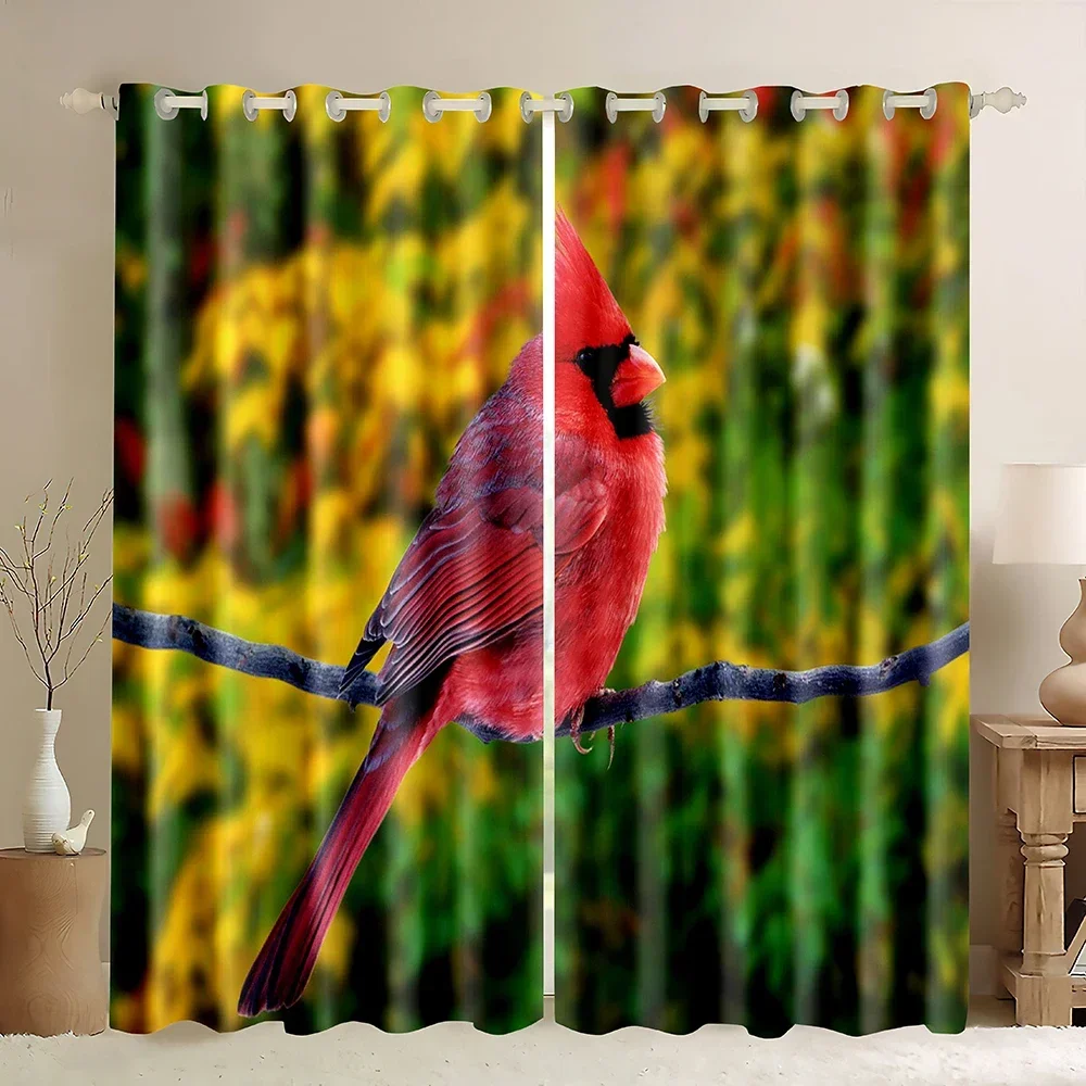 Protect Birds Blackout Curtains,3D Blue Bird Tropical Forest Leaves Print Window Curtains,Tropical Bird Curtains Home Decor