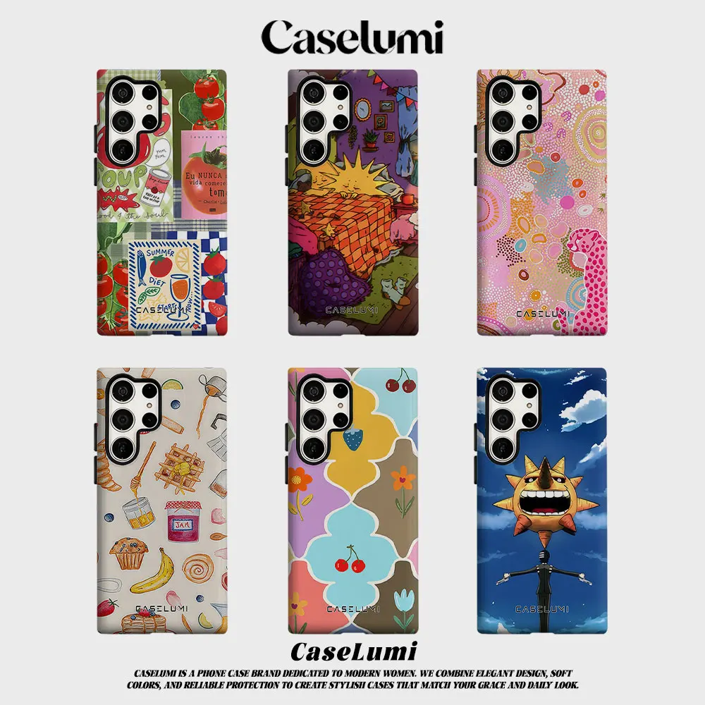 Summer Tomato Girl For Samsung Galaxy Phone Case S23 S20 S25 FE S24 Plus S26 Ultra 2-IN-1 Shockproof Bumper Hard PC