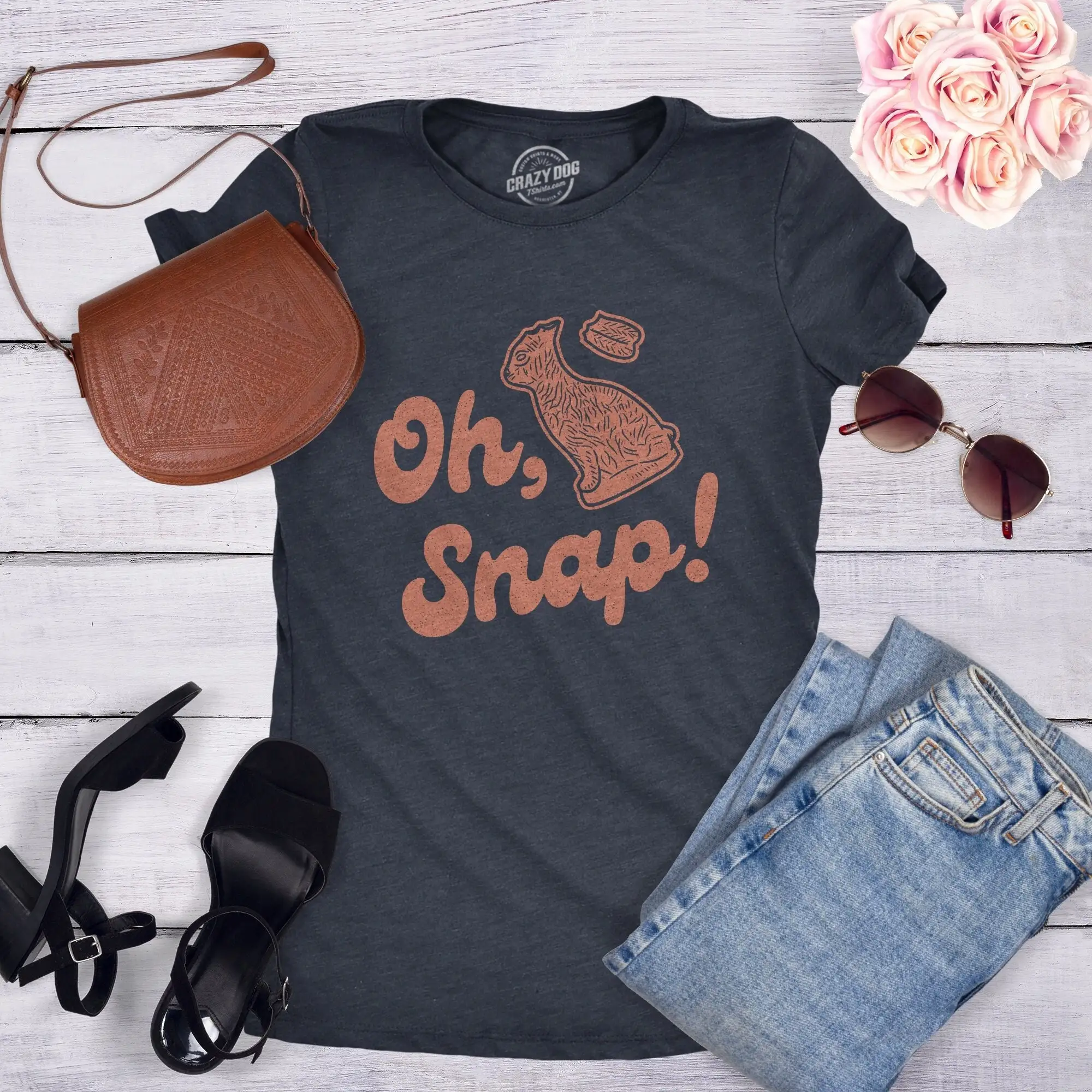 Oh Snap Candy Bunny T Shirt Funny Rabbit Easter Women Joke Girls Sarcastic